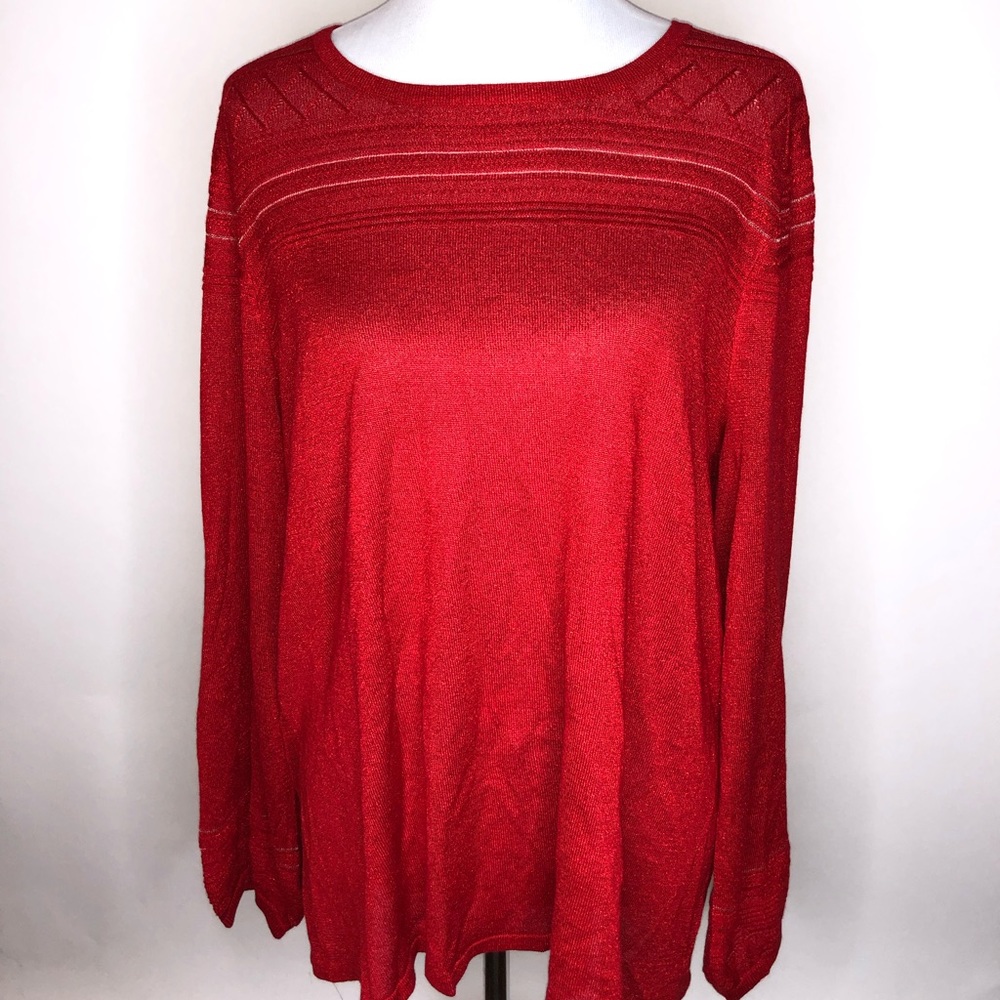 Liz Claiborne Red Shimmer Metallic Sweater Tunic